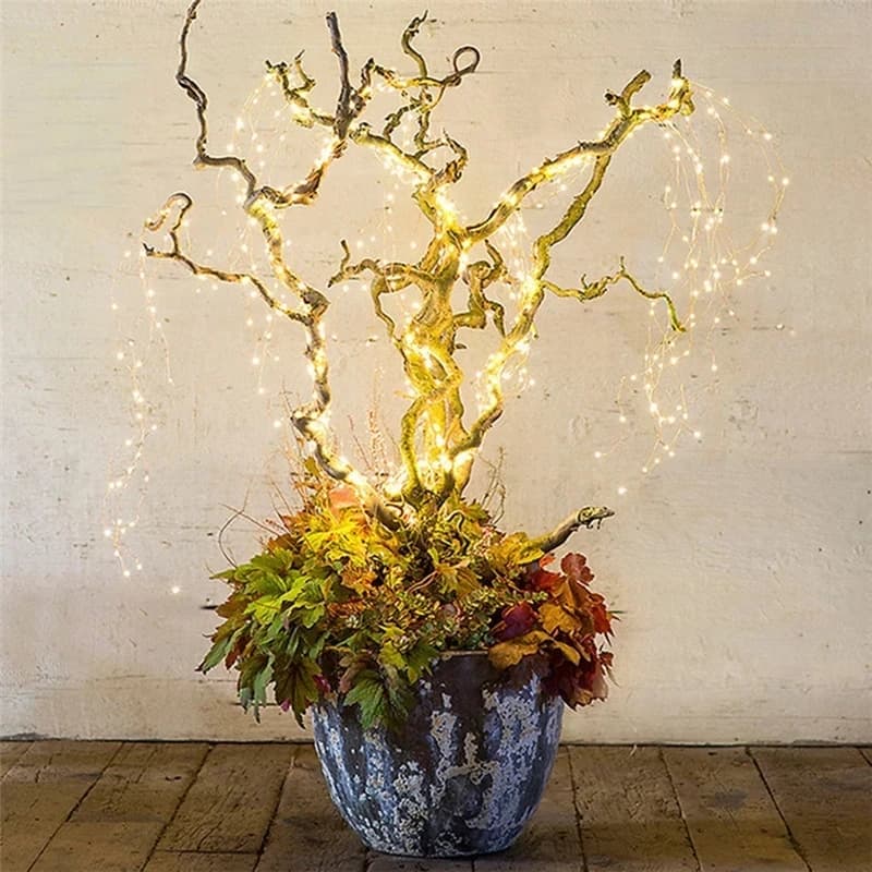 2Mx10 200LED Recinzione da giardino per esterni Albero LED String Fairy Branch Light Solar Vines Branch LED String Fairy Light Outdoor
