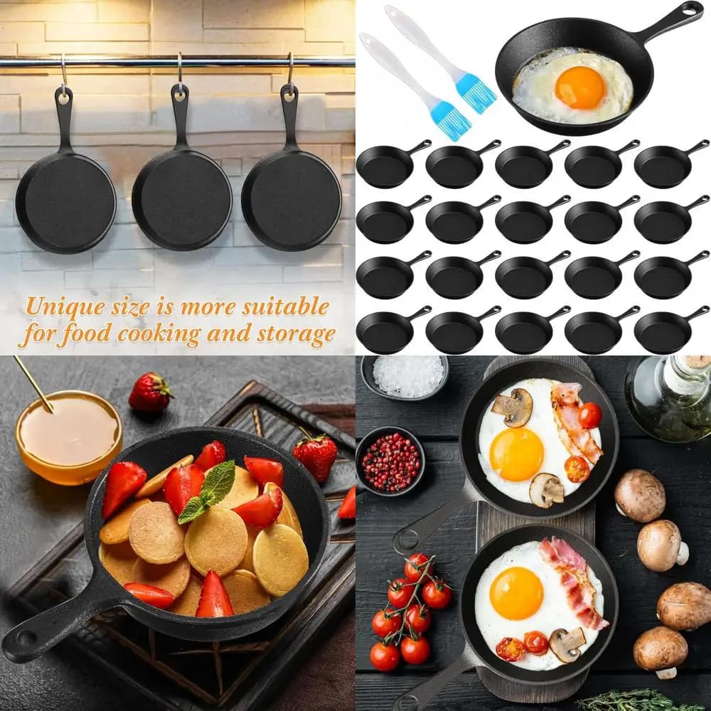 Set of Mini 4 Inch Cast Iron Tiles, Black Non-stick Tiles, Ideal for Eggs, Sliding Plates, Open Kitchen, Kitchen Set