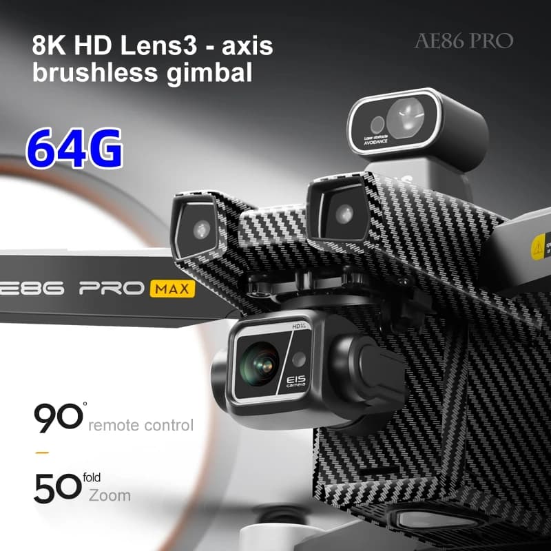 AE86 PRO MAX GPS Drone Professional 8K HD ESC Camera 5G FPV WiFi With 3-Axis Gimbal Flight 28 Minute Brushless RC Quadcopter 8KM