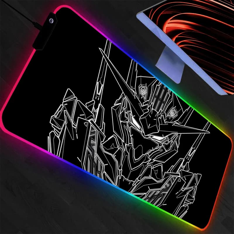Tappetino per Mouse RGB GUNDAM Grande XXL, Tappetino da Scrivania per Gamer, Accessori per Tastiera e Computer, Tappeto LED per Gaming con Retroilluminazione e Animazione