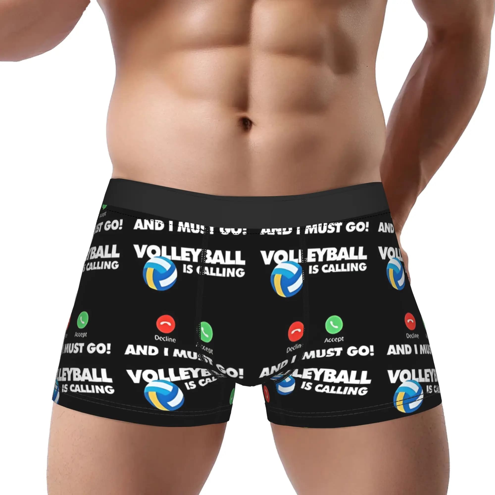 The volleyball is calling and I have to go. Men's sportswear, briefs, men's underwear, shorts with balloon print, boxer.