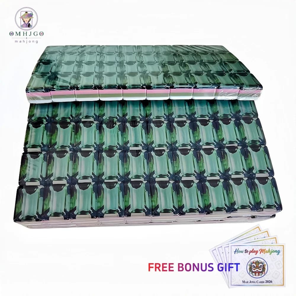 Custom Luxury Engraved American Mahjong Set 4-Layer Acrylic Green Diamond Mahjong Tiles Board Games for Family Party Game Gifts