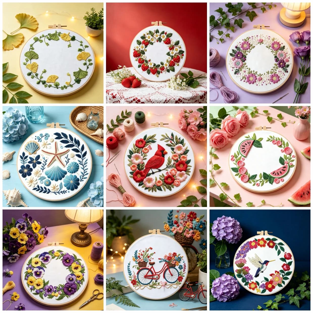 Plants And Flowers Embroidery Kit For Adults Beginners With Pattern Needlepoint Starter Kits Cross Stitch Set Homedecor