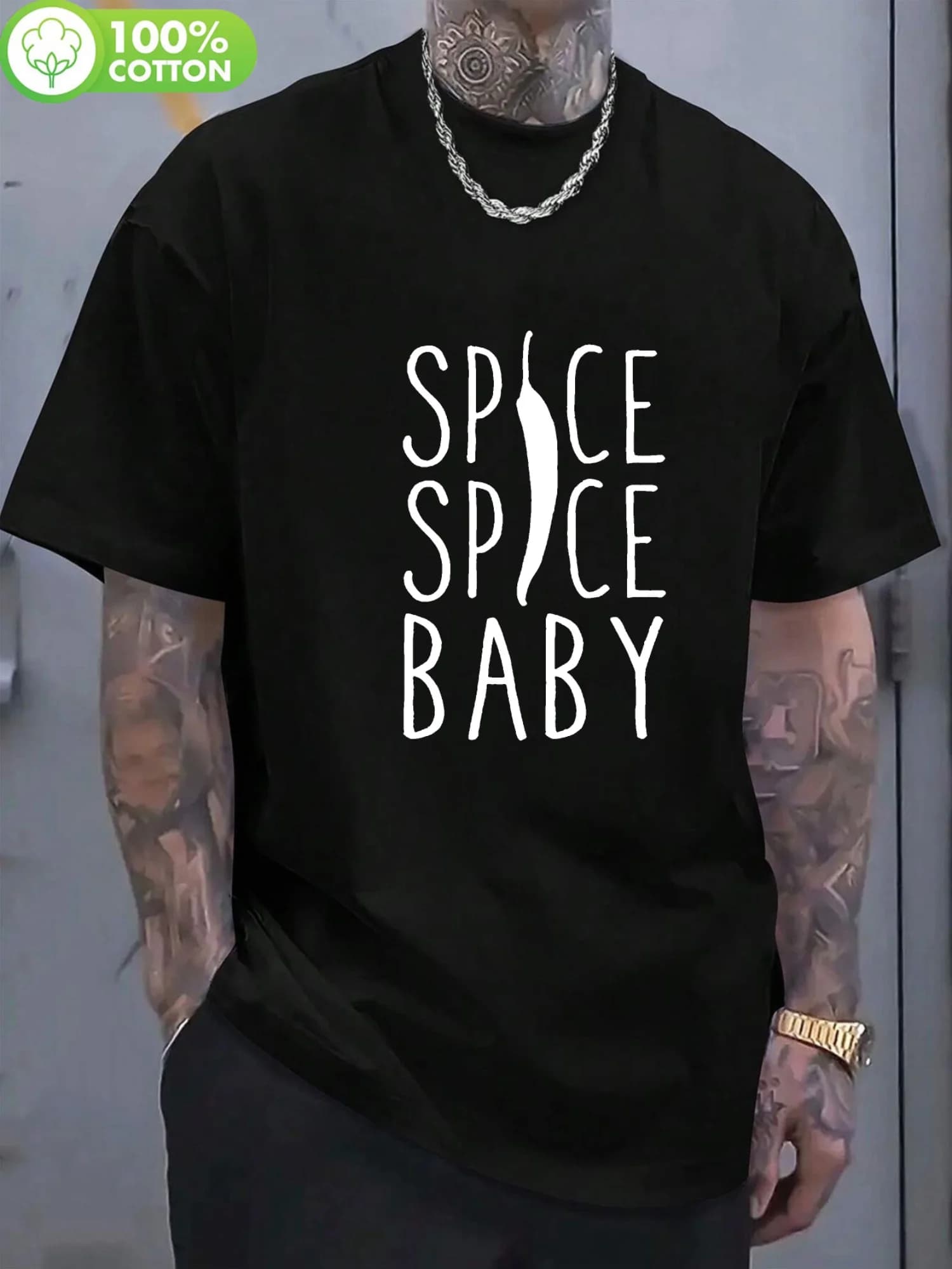 T-shirt da uomo 2026 Spice Spice Baby Chili Pepper & Spice Lovers - Divertente maglietta con grafica della cultura pop britannica e slang di Wigan