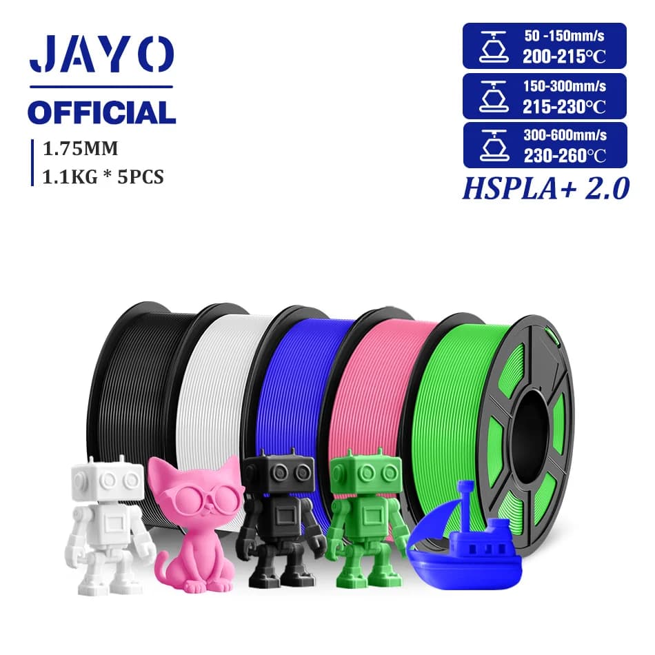 JAYO Update 2.0 High Speed PLA PLUS 600 MM/S Filament 3D Printer PLA + 3D Filament 1.75MM 5 Rolls High Voltage Filament