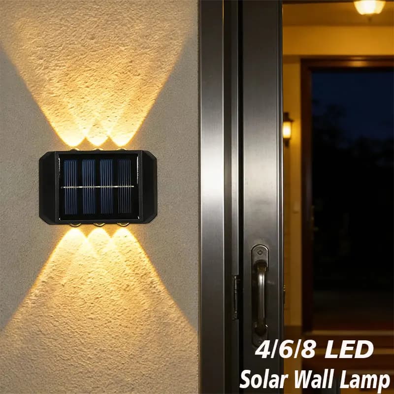 Lampada Solare da Esterno a 4/6/8 LED, Illuminazione Impermeabile, Luci Stradali, Decorazione da Giardino, Ghirlanda Solare da Parete