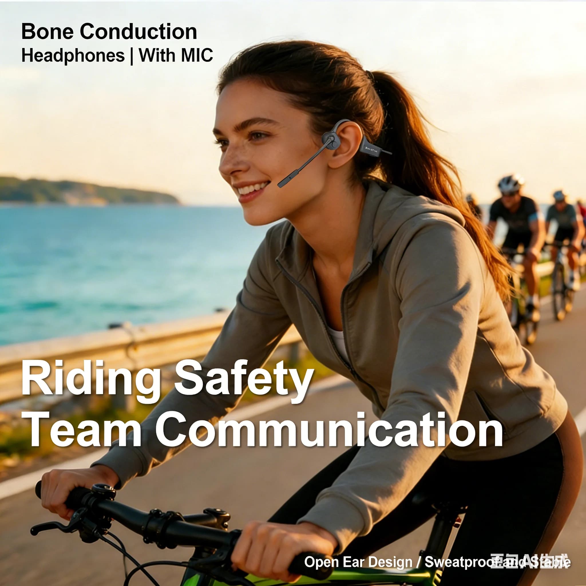 Cuffie a conduzione ossea open-ear con doppio microfono, cuffie Bluetooth wireless con microfono per lavoro/affari/ciclismo