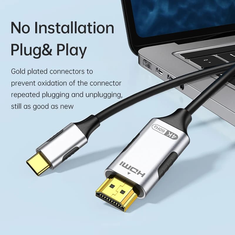 Type C to HDMI video conversion cable HD 4K 60Hz Same cable TV screen for MacBook iPad Screen Samsung