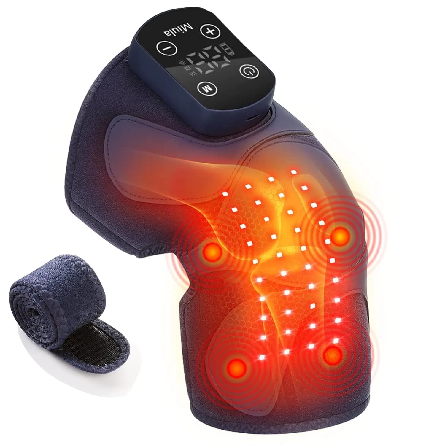 Ginocchiera Wireless Ricaricabile con Terapia a Luce Rossa, Massaggio Vibrante e Riscaldamento - Sollievo dal Dolore per Articolazioni, Gomiti, Spalle
