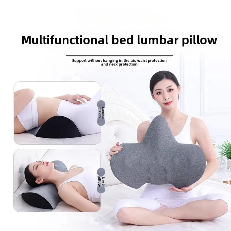 Bed Lumbar Pillows,Electric Heating Vibration Massage Mats, Lumbar Disc Herniation Lying Flat Lumbar Support Pad Cervical Pillow