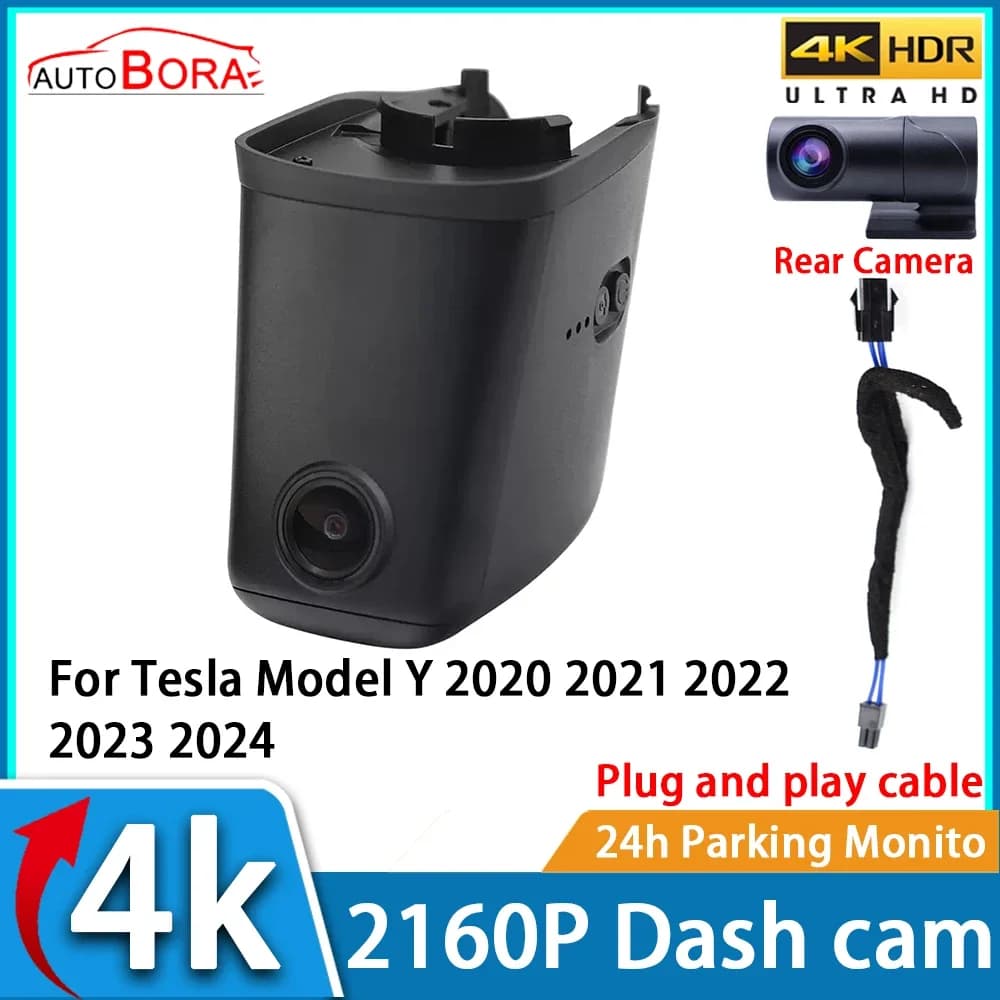 Video Recorder for Auto ZhuCamX with Night Vision UHD 4K 2160P DVR Dash Cam for Tesla Model Y 2020 2021 2022 2023 2024
