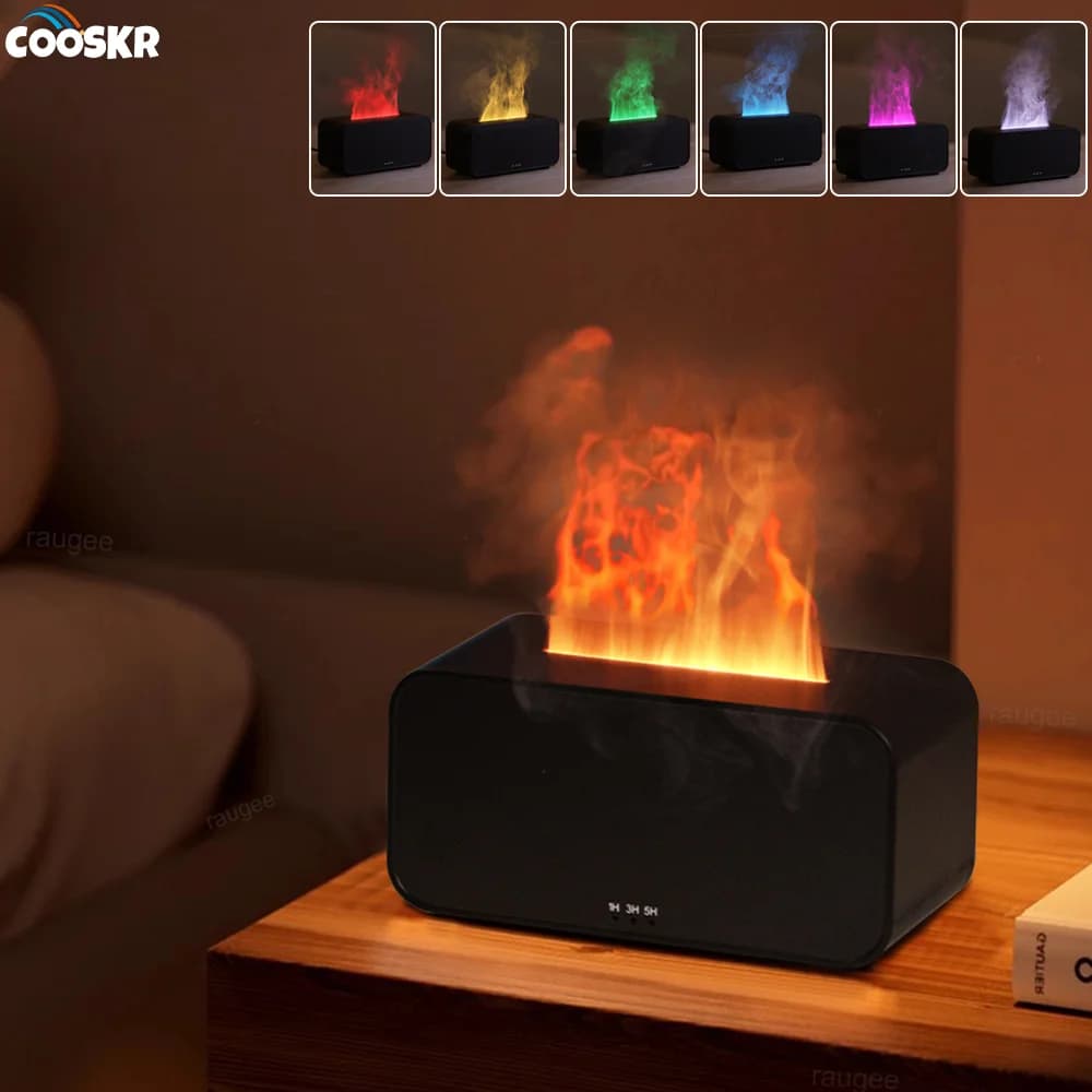 Diffusore umidificatore per aromi Umidificatori per oli essenziali Mini fiamma Diffusore automatico di fragranze Umidificatore domestico con luce a LED