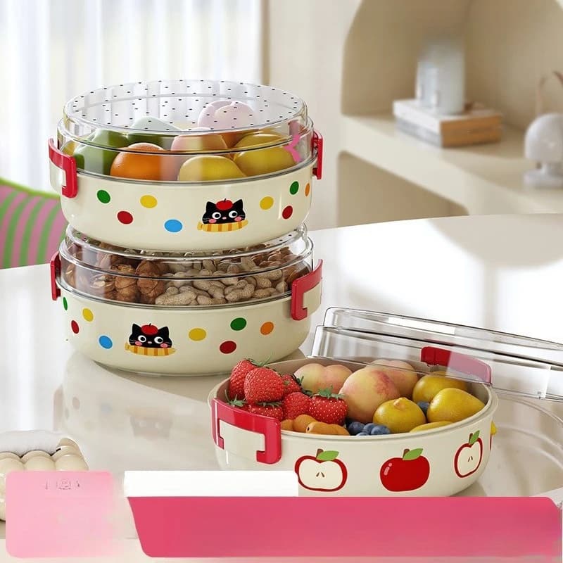 Dopamine Double-layer Fruit Tray for Living Room, Home Use Coffee Table, Candy Box, Snacks, Nuts Storage Box, Dried Fruit Tray