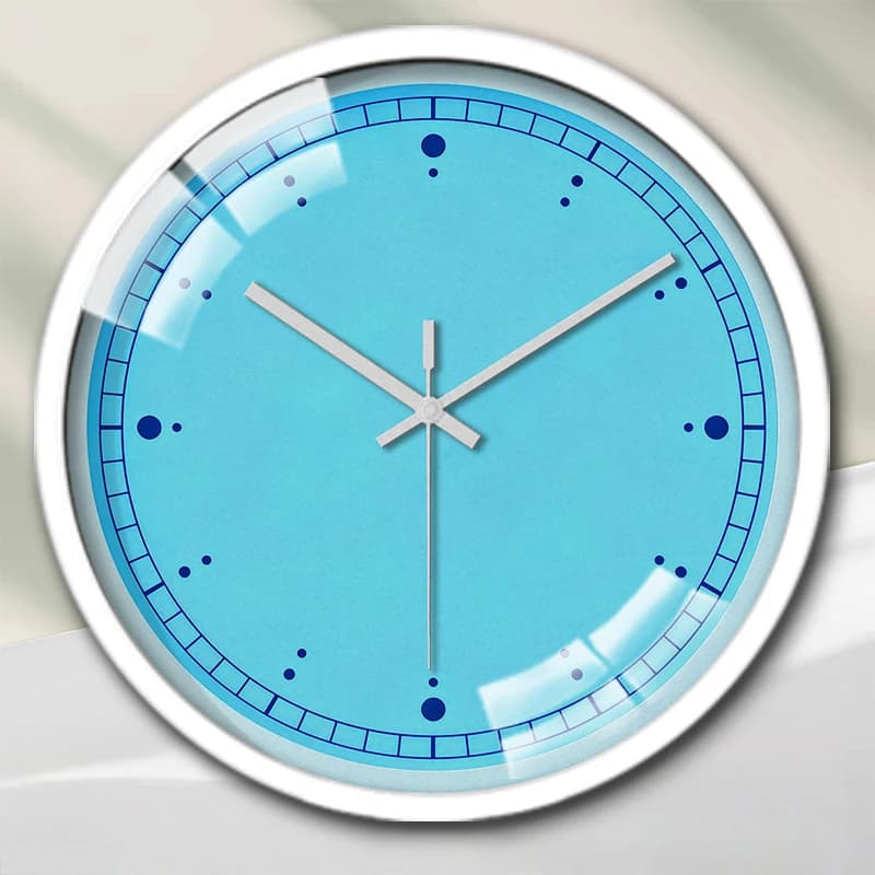 Orologio da parete sospeso silenzioso rotondo con punti circolari blu, adatto per soggiorno, scuola, sala studio, camera da letto, regali per bambini
