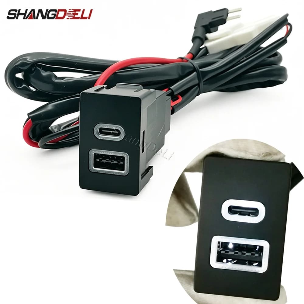 White Led Light Fit for New Honda Accord Civic City Dual Charge Outlet Power Adapter PD QC3.0 USB Car Charger Socket For HRV CRV