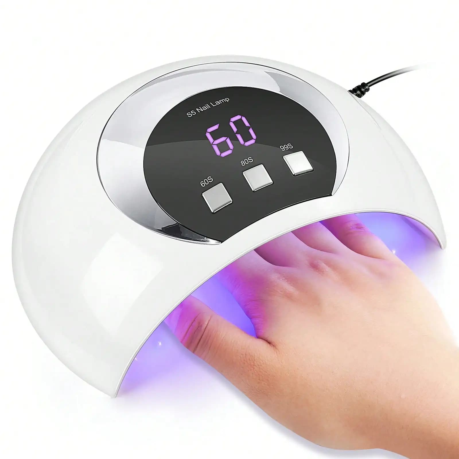 Lampada per unghie da 54 W, luce UV LED, asciugatore per unghie UV, lampada per polimerizzazione unghie in gel con sensore automatico / 3 impostazioni timer, asciugatore professionale per unghie, lampada per polimerizzazione smalto gel, strumenti per nail art (Bianco)