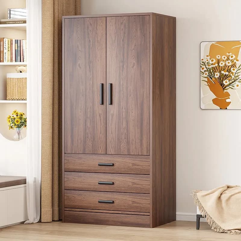 Armadi Vintage in Legno con Ante e Cassetti, Guardaroba per Vestiti, Mobili per Camera da Letto