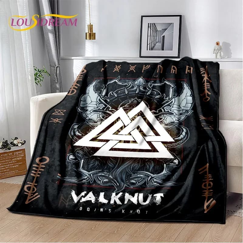 3D Nordic Viking Mitologia Simboli Odin Cartoon Peluche Coperta di flanella Coperta per soggiorno Camera da letto Letto Divano Picnic Bambini