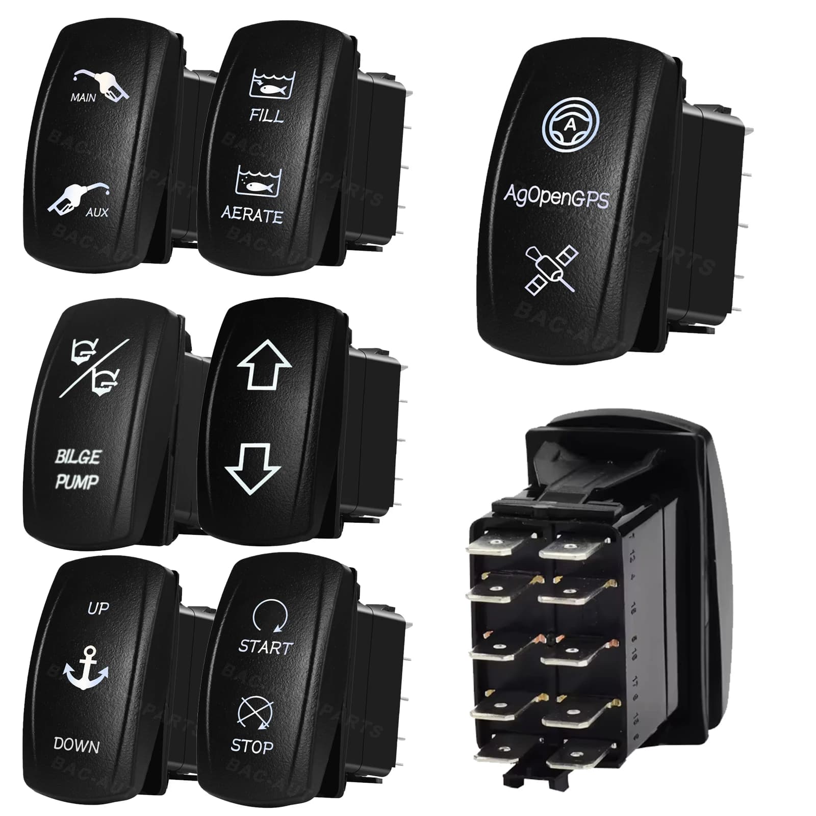 Marine Universale 10Pin Interruttore A Bilanciere ON-OFF-ON Chiusura/Momentaneo per Barca Marine AgOpen Verricello Ancoraggio Motore Ascensore Serbatoio di Controllo