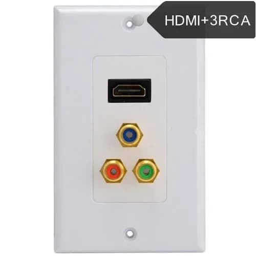 HDMI-Compatible Wall Panel with 3 RCA AV, Composite and Audio Video Adapter, ABS Jack HDTV socket