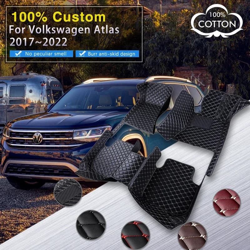 Tappetini per auto 3D per Volkswagen VW Atlas Teramont CA1 2017 ~ 2022 parti interne auto tappeto tappeto tappetino in pelle di lusso accessori per auto