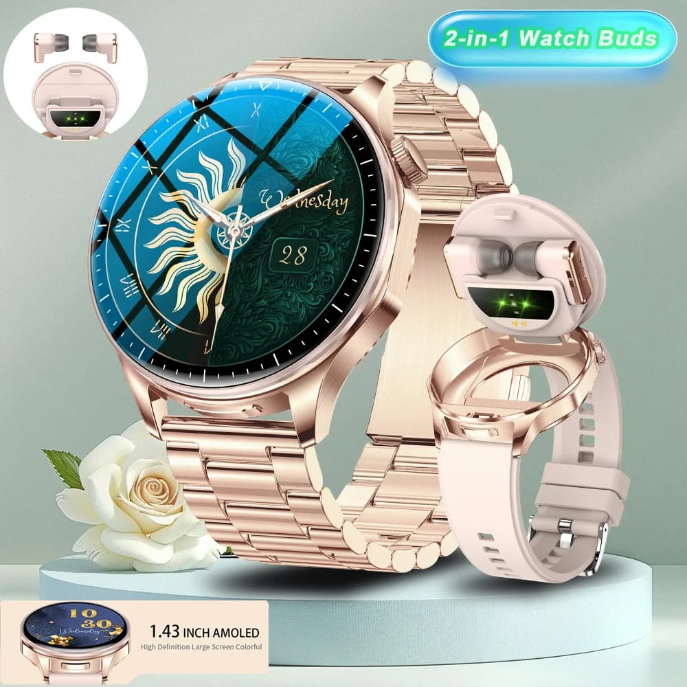 2026 new 2-in-1 TWS Headset Watch 1.43 "Women Sport Fitness Motion Tracker Watches Headset Music Smartwatch