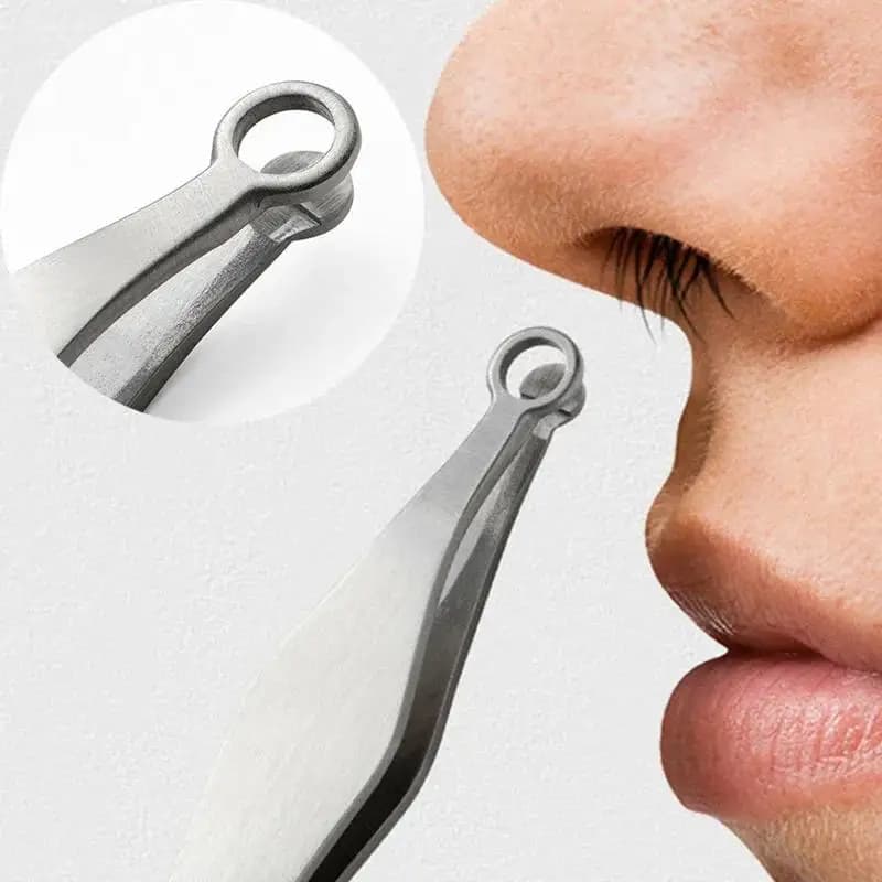 2 pz. Forbici/Clip per Peli del Naso in Acciaio Inossidabile con Anello a Testa Rotonda, Strumento di Bellezza per Rifinitura Barba e Sopracciglia