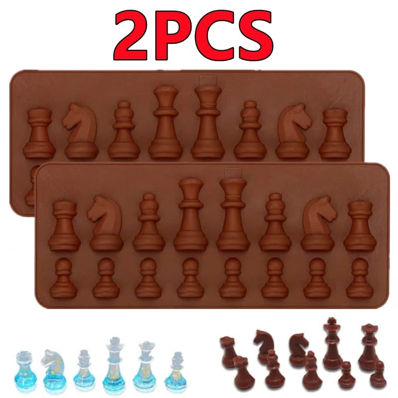 2/1Pc Stampo per torta fai da te Stampi per cioccolato a forma di scacchi Stampo per cubetti di ghiaccio Stampo in silicone da forno Strumenti per decorare torte Accessori da cucina
