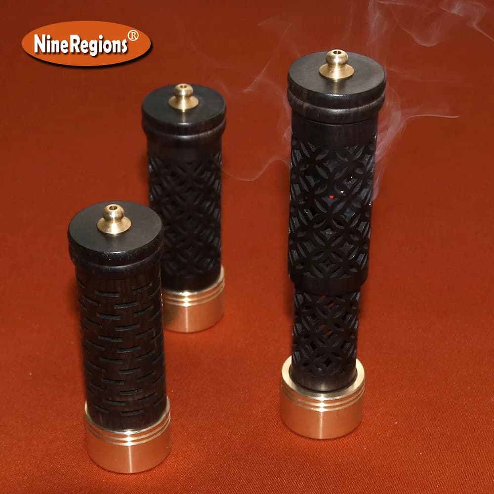 Bastoncini di incenso in legno di ebano scatola bruciatore incensiere portatile supporto in legno nero decorazione in stile cinese regalo