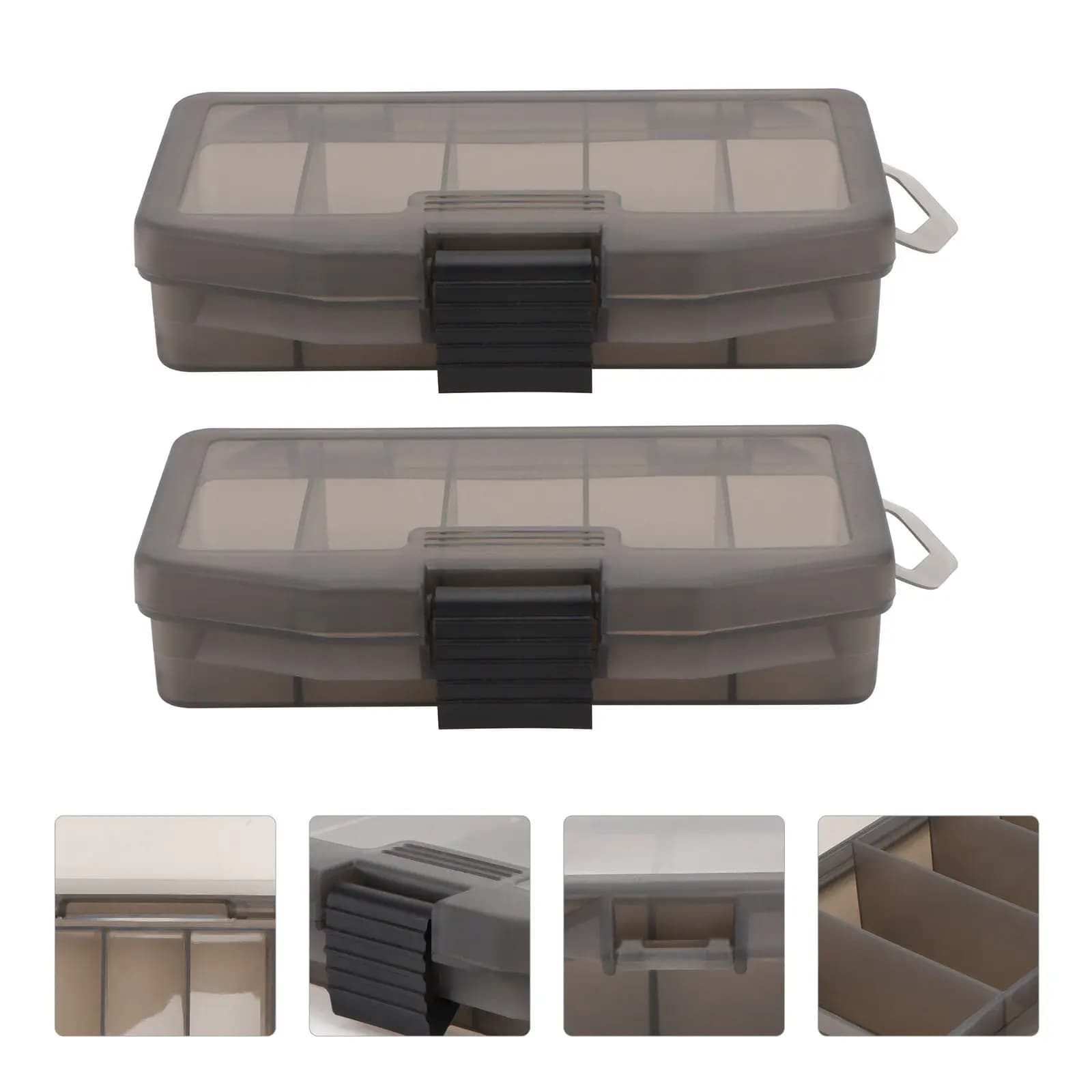 2 Pezzi Contenitore Porta Esche e Attrezzi da Pesca con Coperchio Trasparente e Scomparti per Kit Accessori da Pesca