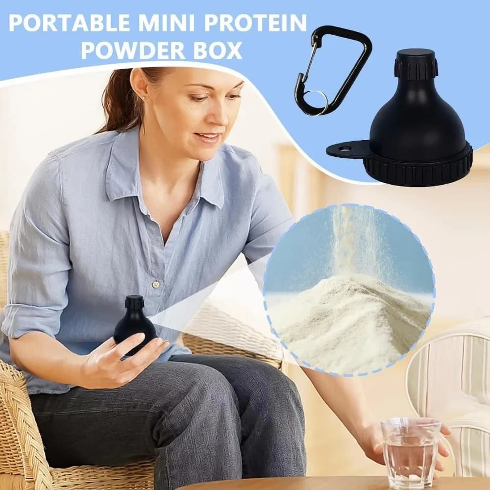 15g/50ml Protein Powder Bottle with Carabiner Reinforced Cap Protein Powder Container Health Funnel Leak Proof Pill Case