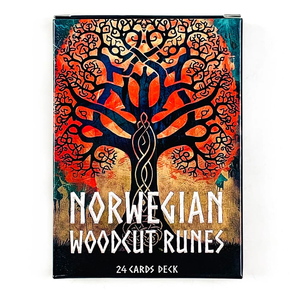 10*7CM Norwegian Woodcut Runes Oracle Deck A 24 Cards Deck English Version The Elder Futhark Runes Oracle Deck,Divination & Gift