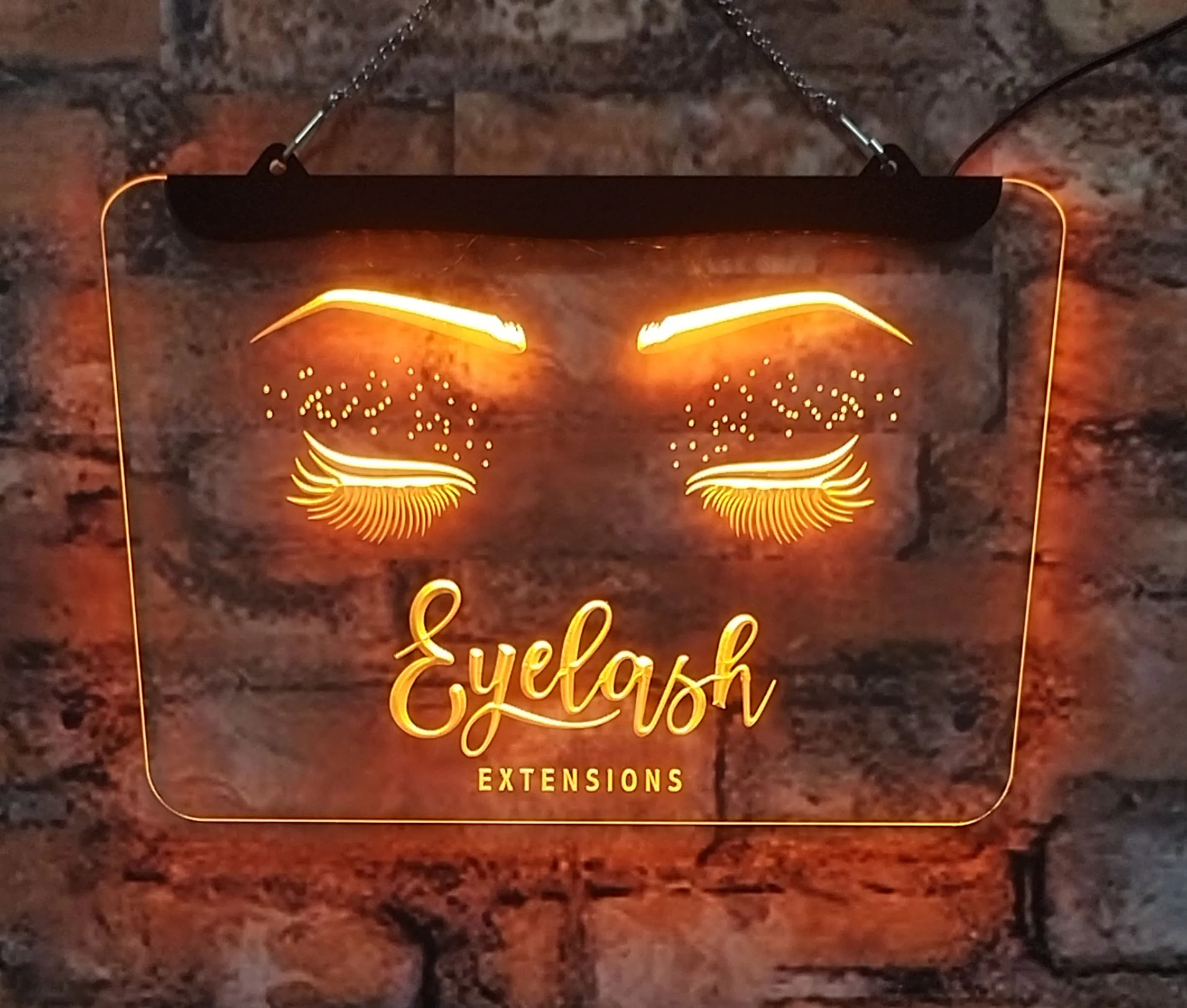 Insegna al neon per salone di bellezza, extension ciglia, tatuaggi sopracciglia, decorazione da parete blu 20*30 per stanza, negozio, feste e decorazioni per la casa