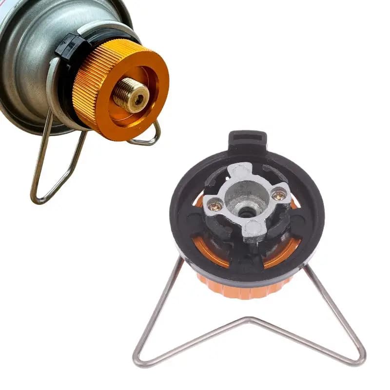 Portable butane cylinder bracket, allows secure horizontal use for camping stoves, suitable for most cans of 227/450 g