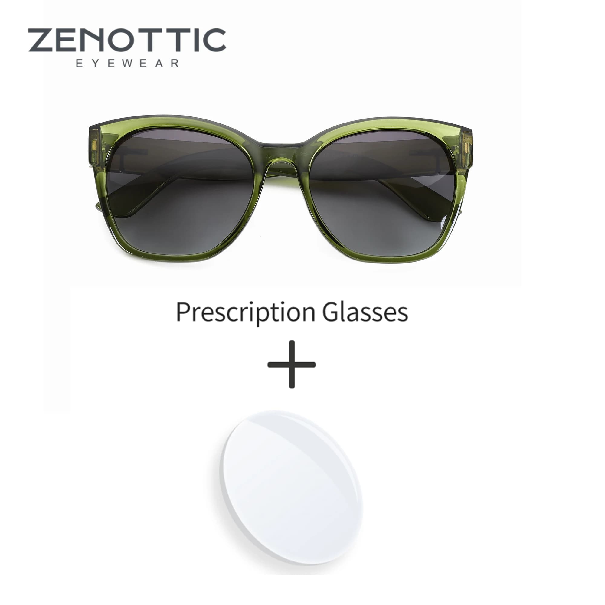 ZENOTTIC Oversized Cat Eye Polarized Prescription Sunglasses for Women Retro UV400 Protection Progressive Optical Sun Glasses
