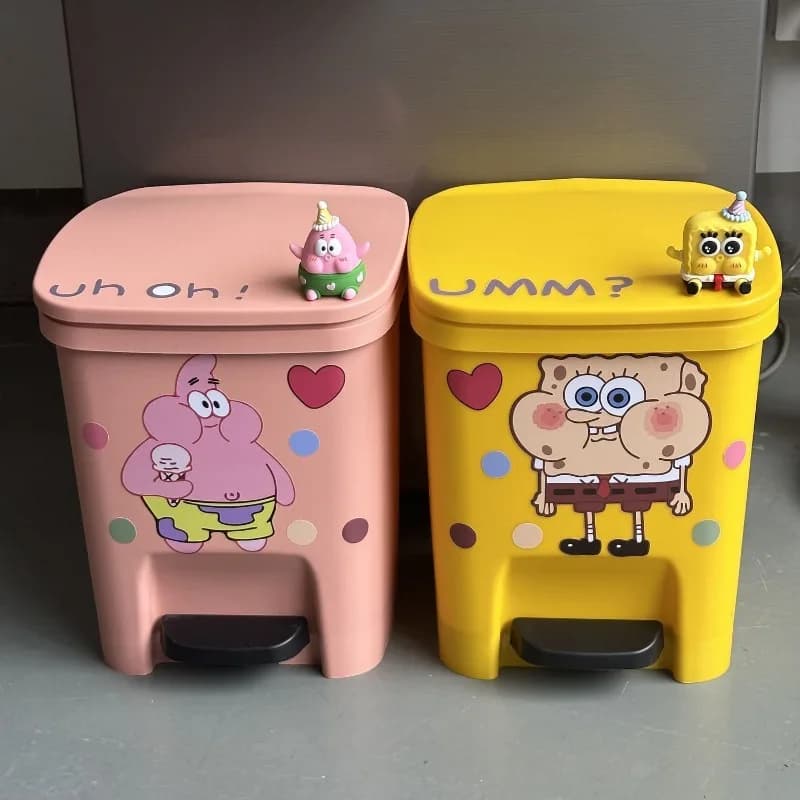 Cute Patrick Star Pedal Trash Can with Lid Large Capacity Step Bin for Livingroom Bedroom Bathroom Home Cartoon Bin Cartoon Gift