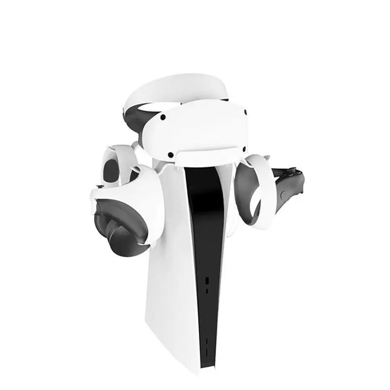 *UN GIORNO Staffa di archiviazione utile per console di gioco PS5 Supporto per cuffie con cavo di ricarica 2 in 1 per accessori PS VR2 VR