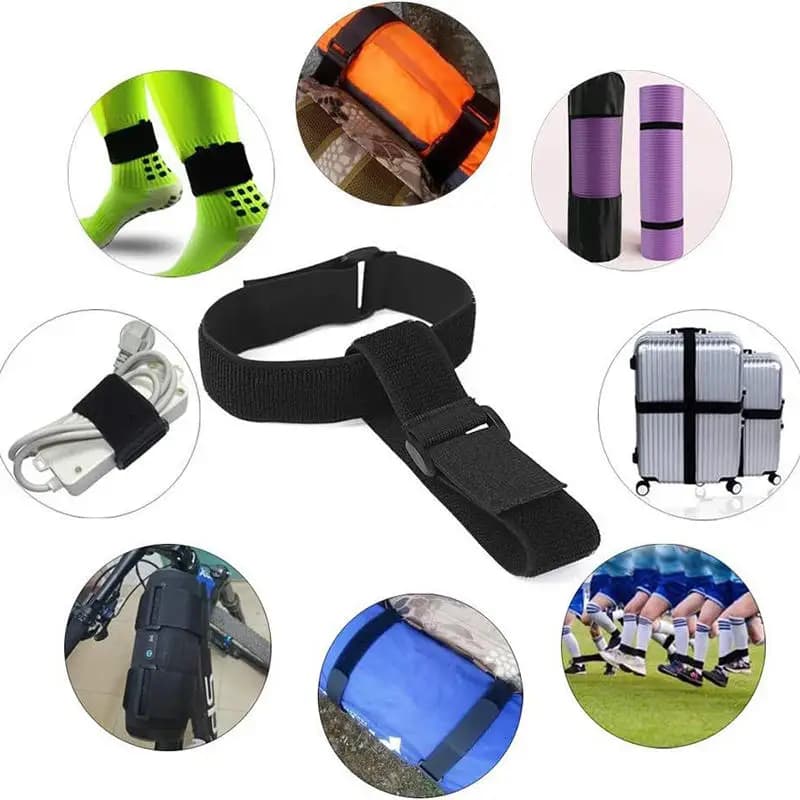 1 paio di cinghie elastici in velcro per bici, per pantaloni da ciclismo, da uomo e donna, con gancio autoadesivo e passante regolabile