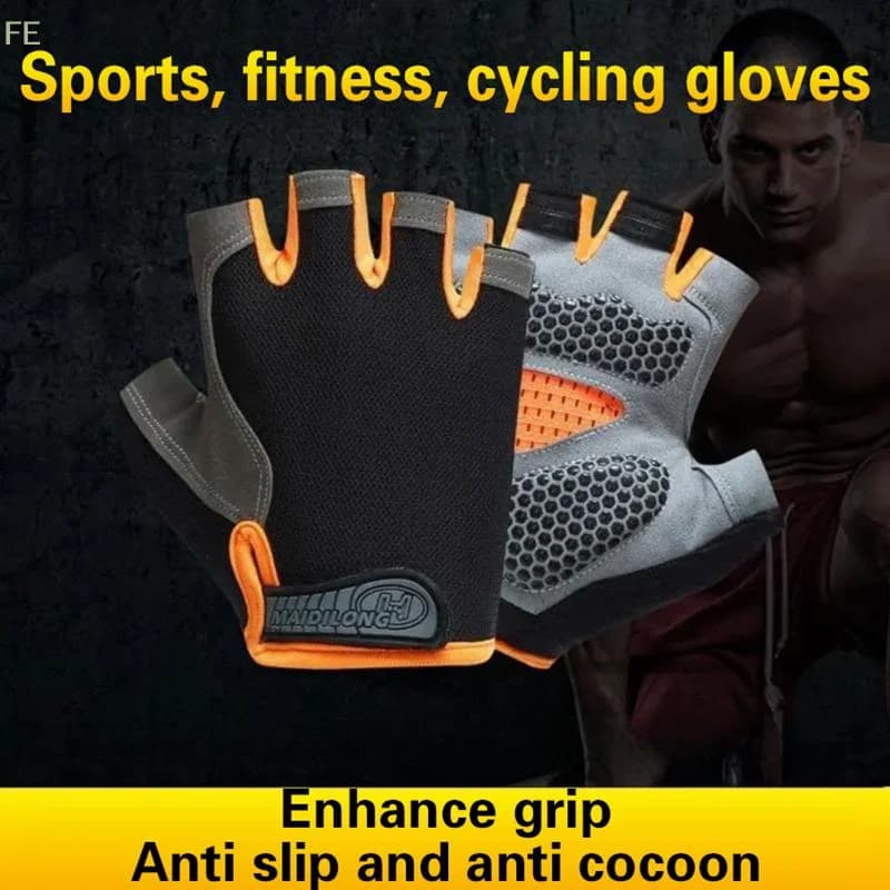 [F] Half Finger Cycling Gloves Men Women Anti Slip Shock Breathable Summer Bicycle Fingerless Sports Gym Training Bike