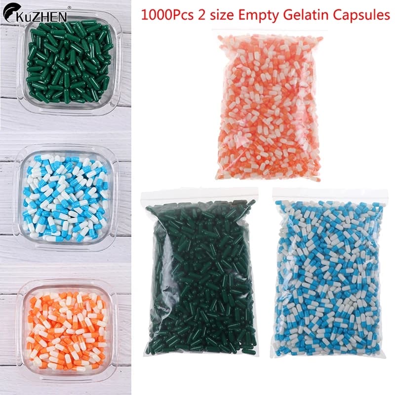 Empty 1000 pcs hard vacuum jelly capsule, size 2 # Preservation of medicinal gel pill