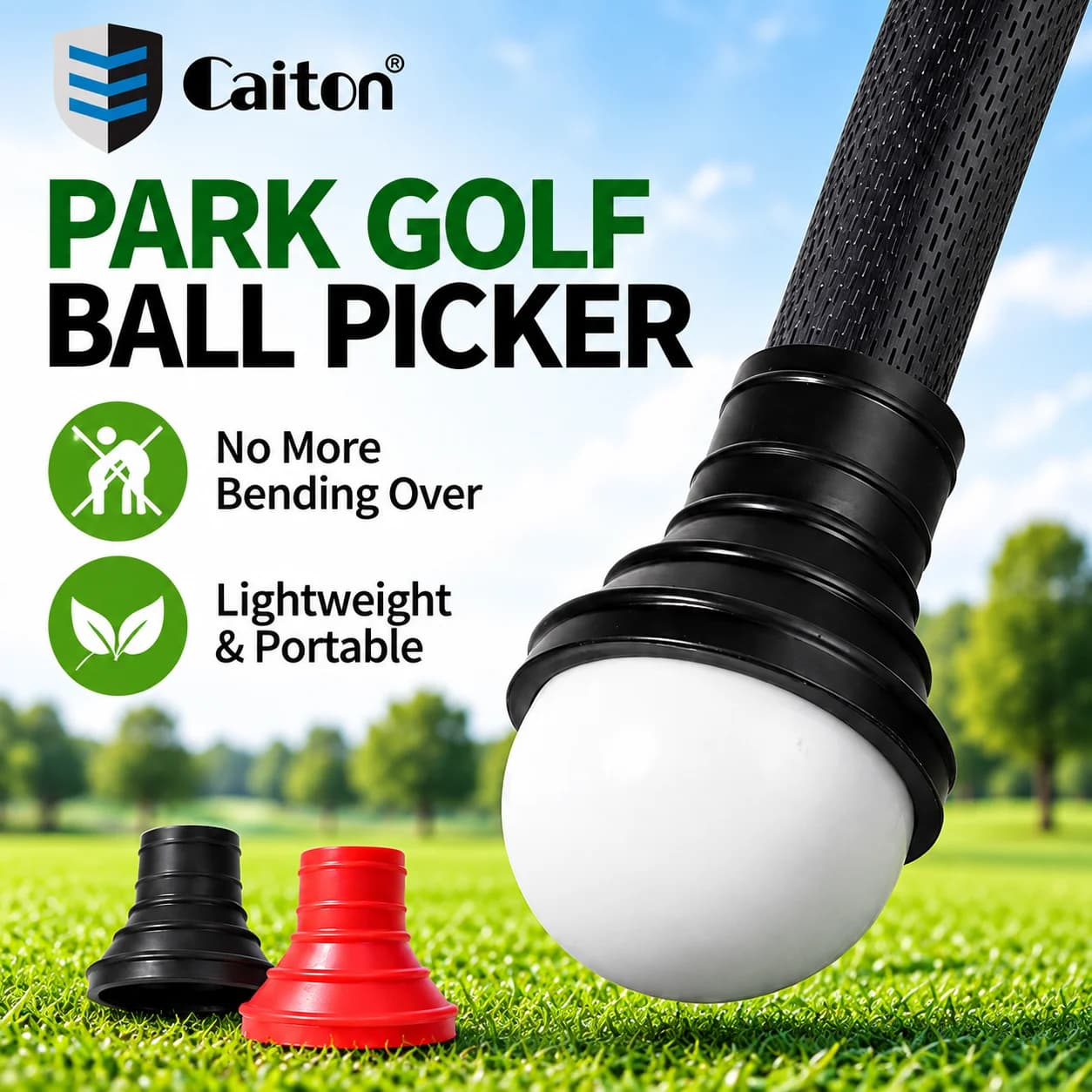 Caiton Golf Park Ball Pickup, realizzato in gomma, facile da raccogliere, non è necessario piegare e facile da installare Ball Pickup Park Golf Su