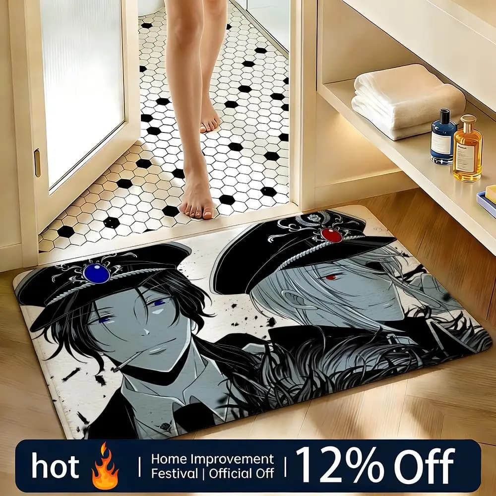 Tappeto morbido assorbente antiscivolo Anime Moriarty the Patriot, tappetino per la casa, tappetino per la camera da letto, tappeto per la doccia