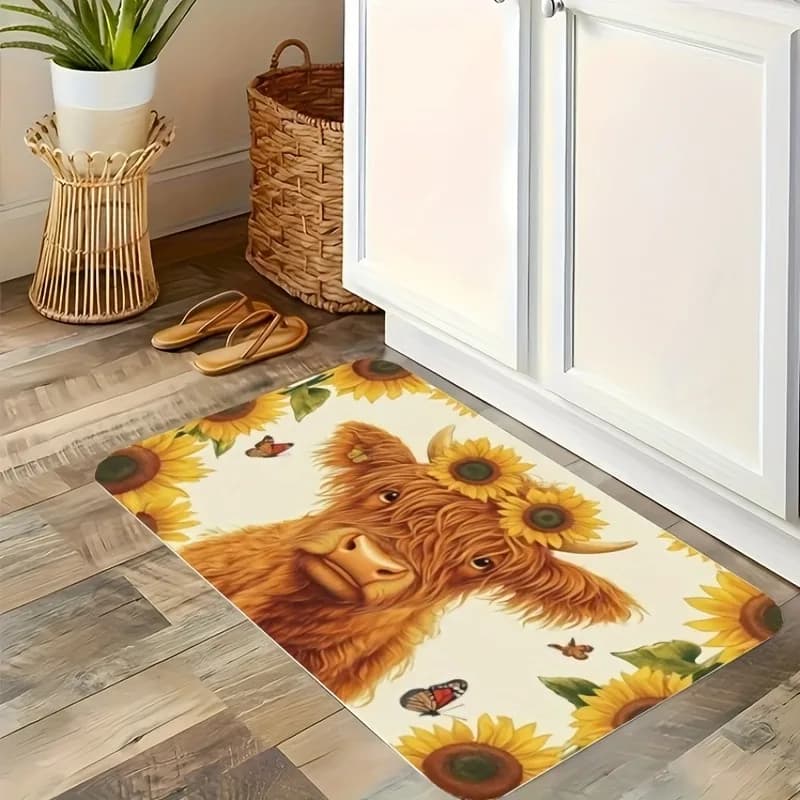 1PC Ritratto di mucca Modello Tappeto da cucina Tappetino antiscivolo Design pop Tappeto da bagno Tappetino da bagno Tappeto per la casa Lavanderia ecoreeree