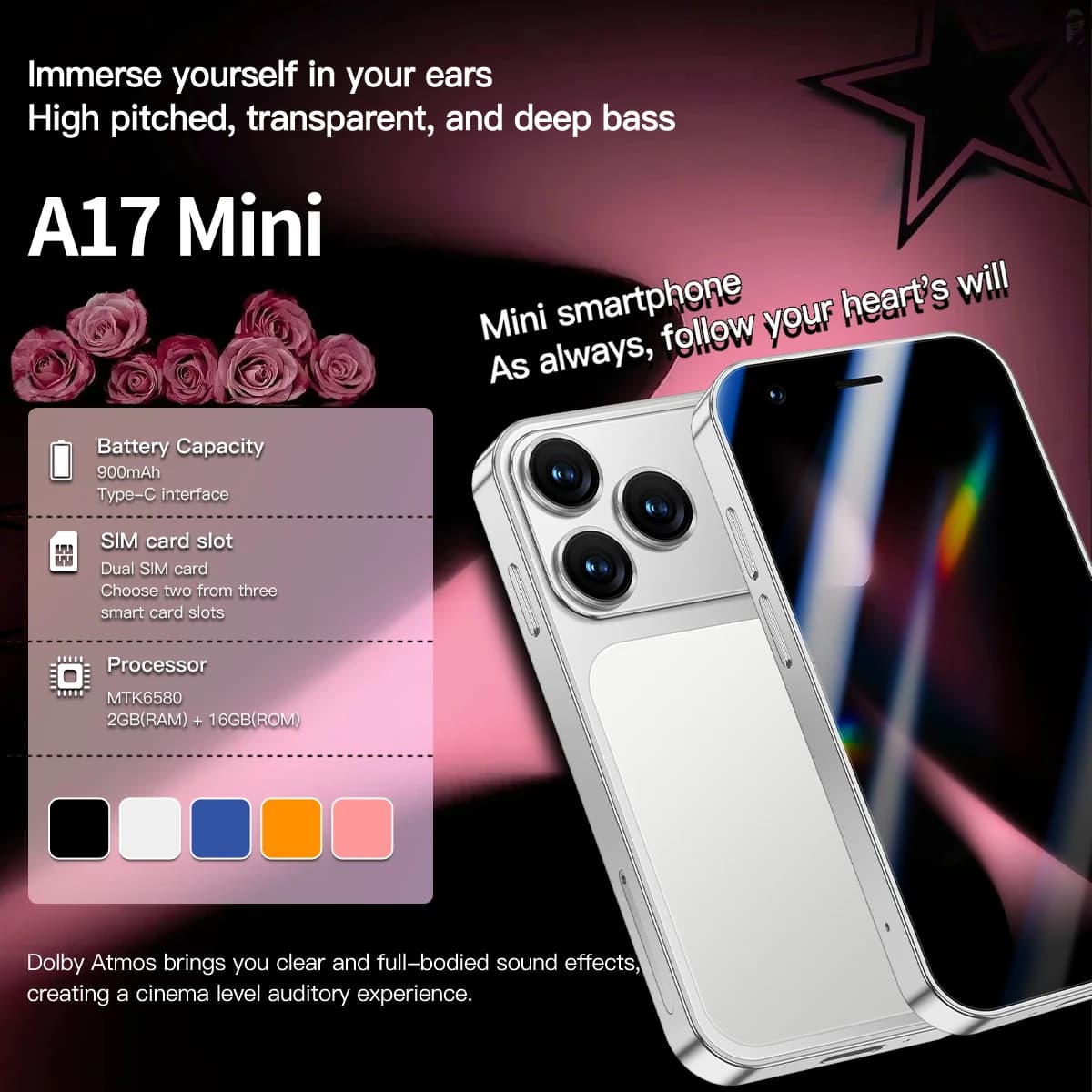 A17 Mini Smartphone 3G Network Dual SIM Standby 3.0-inch Android Google Play Store Portable Pocket Mobile Phone