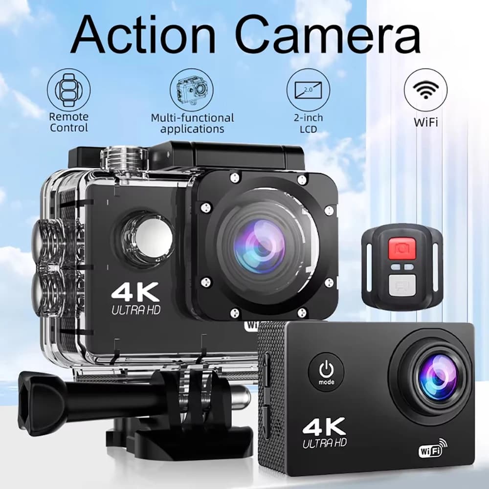 4K Action Camera HD 1080P 60FPS Waterproof WiFi Remote Control Sports Camera Bike Motorcycle Helmet Video Recording Cameras