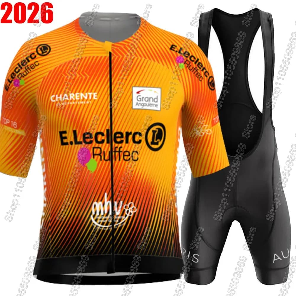 E.leclerc-Ruffec-top 2026 Team Cycling Jersey Set Short Sleeve France Clothing Road Bike Shirts Suit MTB Shorts Wear Maillot