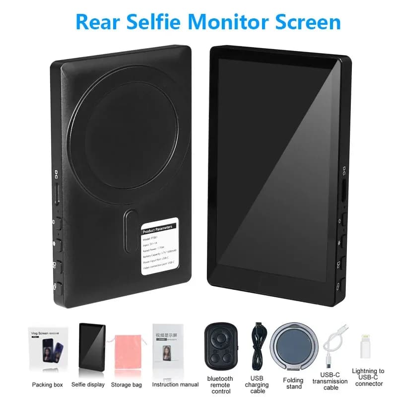 Schermo magnetico per monitor per fotocamera posteriore selfie wireless per telefono Videocamera Obiettivo Smartphone Selfie Vlog Registrazione video in streaming live