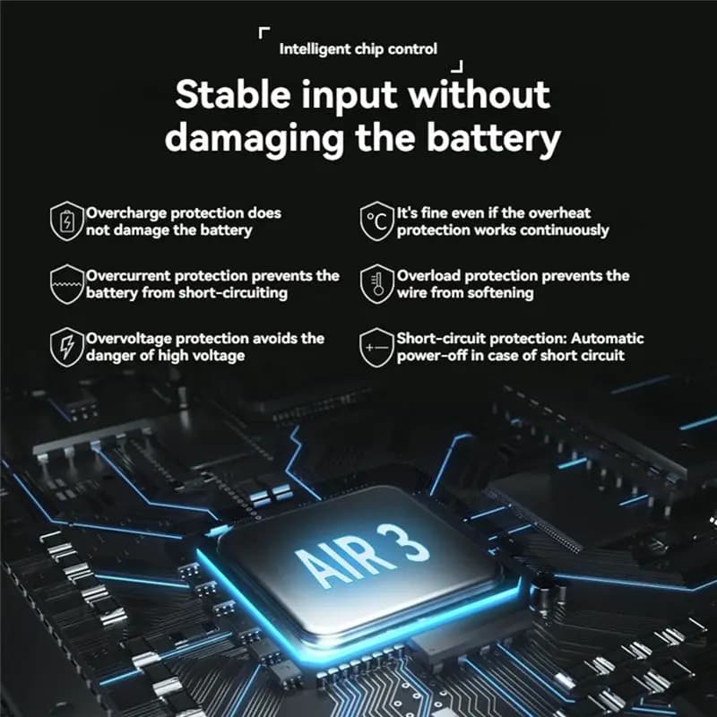 6-in-1 classic digital display battery for DJI AIR 3/AIR 3S drone – Quick charging smart battery with LED color screen US Pl
