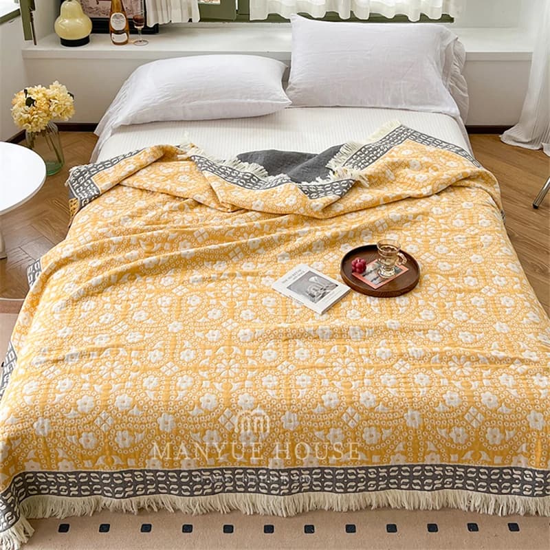 Cotton Gauze Blanket Sofa Cover Soft Skin-friendly Nap Blanket Four Seasons Universal Retro Home Bedding Pillow Towel Bath Towel