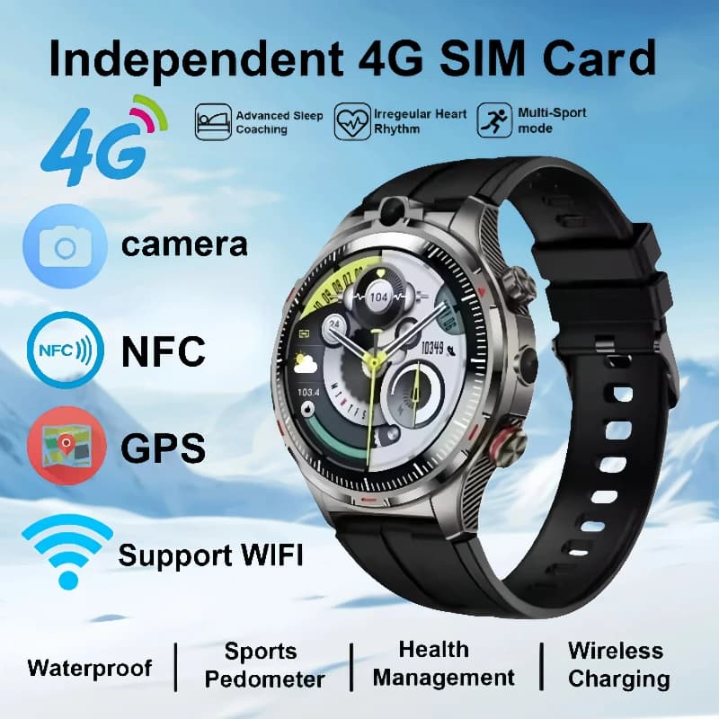 Nuovo Smartwatch Android LW12 8GB + 128GB di archiviazione 4G SIM Chiamate Doppia fotocamera Video Chat Modalità sportiva WiFi + GPS Unisex per studenti